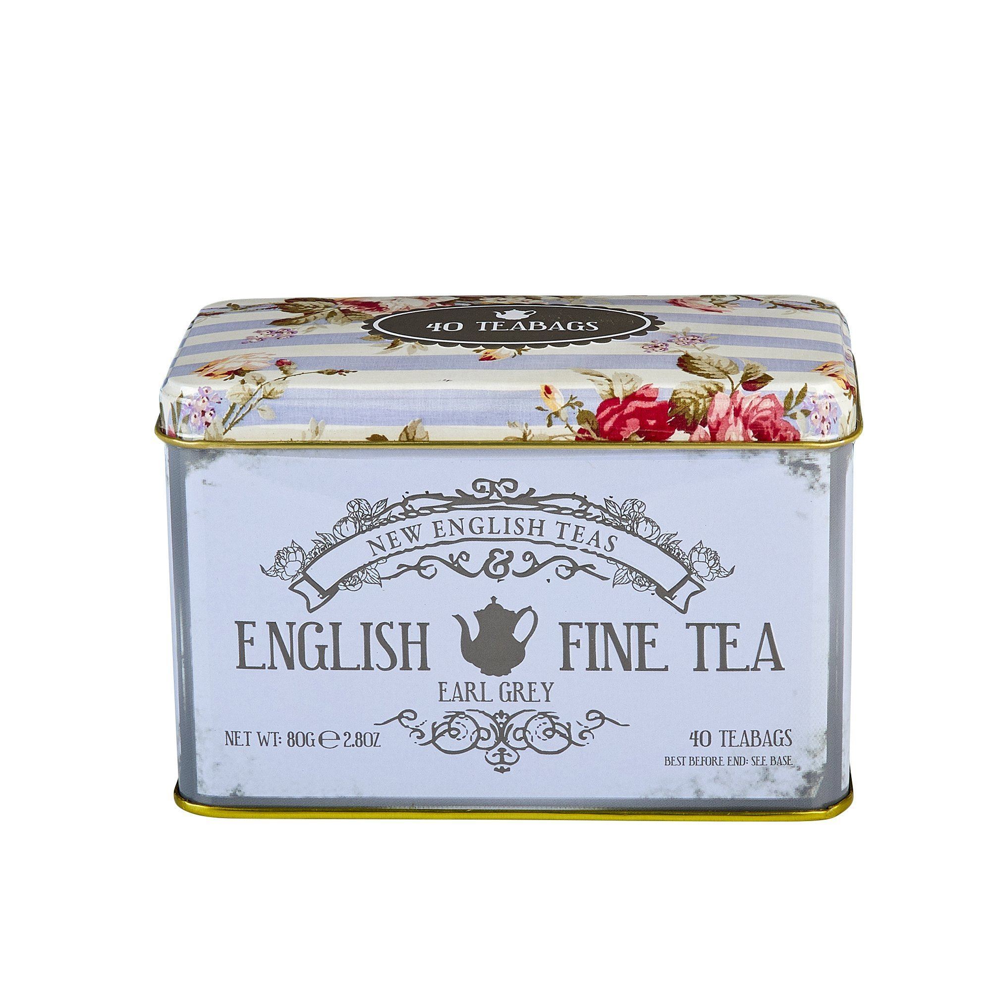 Vintage Floral Fine Earl Grey Tea Tin 40 Teabags - Click Image to Close