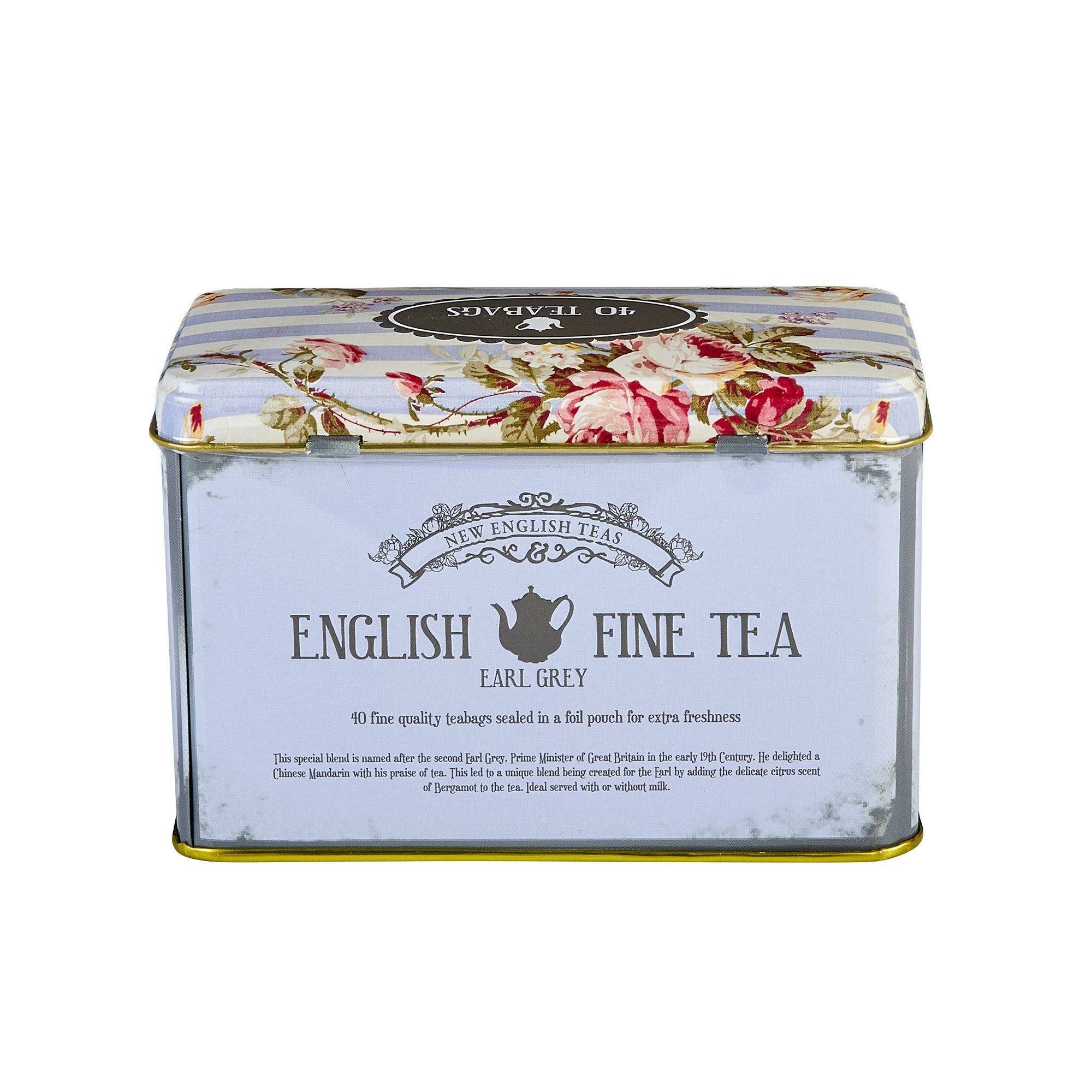 Vintage Floral Fine Earl Grey Tea Tin 40 Teabags - Click Image to Close